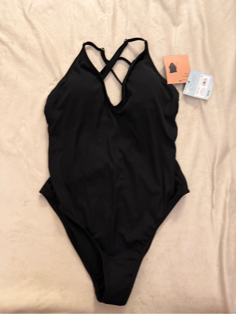 Shade & Shore Black One-Piece Swimsuit with Crisscross Back